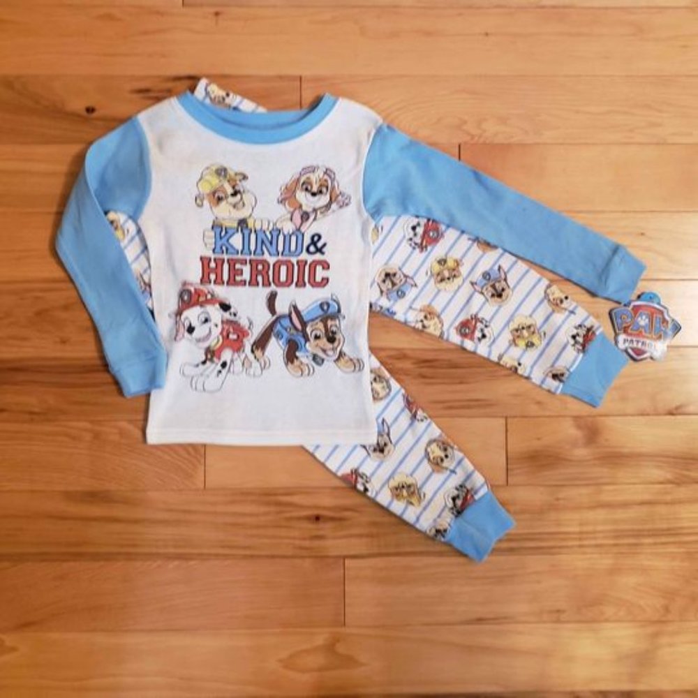 NWT Nickelodeon Paw Patrol Toddler Boys Cotton Blue & White Pajamas, Sleepwear,